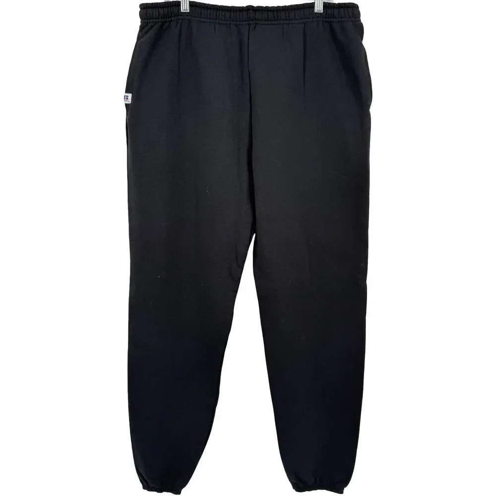 Vintage 90s y2k Men's Black Russell Athletic Baggy Fleece Sweatpants Joggers XXL